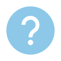 A large white question mark centered on a light blue circular background.