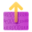 Pink window with squiggle lines and an orange upward arrow.