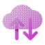 Purple cloud with darker purple upload and download arrows.