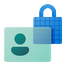 Mint-green profile icon with a blue padlock, representing identity and security.