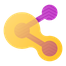 Purple and yellow abstract sharing or connection icon.