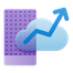 Purple cloud and upward arrow.